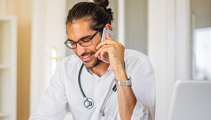 Doctor on the phone Doctor on the phone